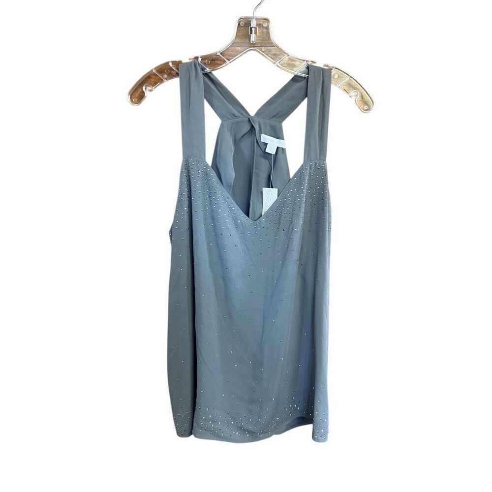 New York & Company Gray rhinestone Halter Top Sz L NWT